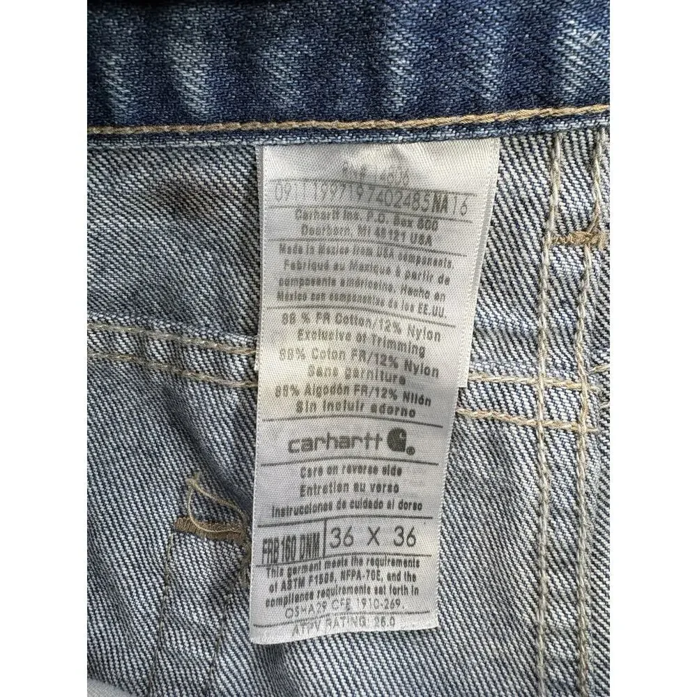 Carhartt FRB160 Flame Resistant Jeans 36X36 Relaxed Fit FR Denim Cat 3 Work Pant - Picture 6 of 14